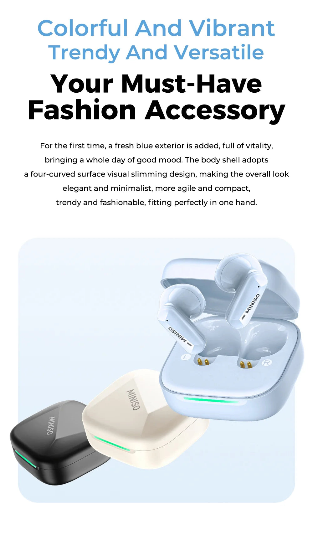 MINISO MS119 Wireless Bluetooth Earphones Ai Translator Headphones Low latency Earbuds 50Hrs Playback More Comfortable to wear