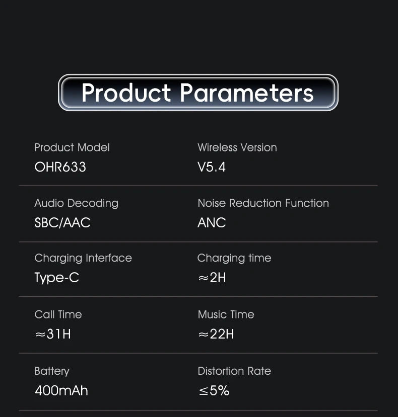 Acer Ohr633 2026 New Model Wireless Bluetooth Headphones Hifi Stereo Sound Quality Anc Call Noise Reduction Foldable Adjustable Design Built-In High-Definition Microphone Gaming Headphones