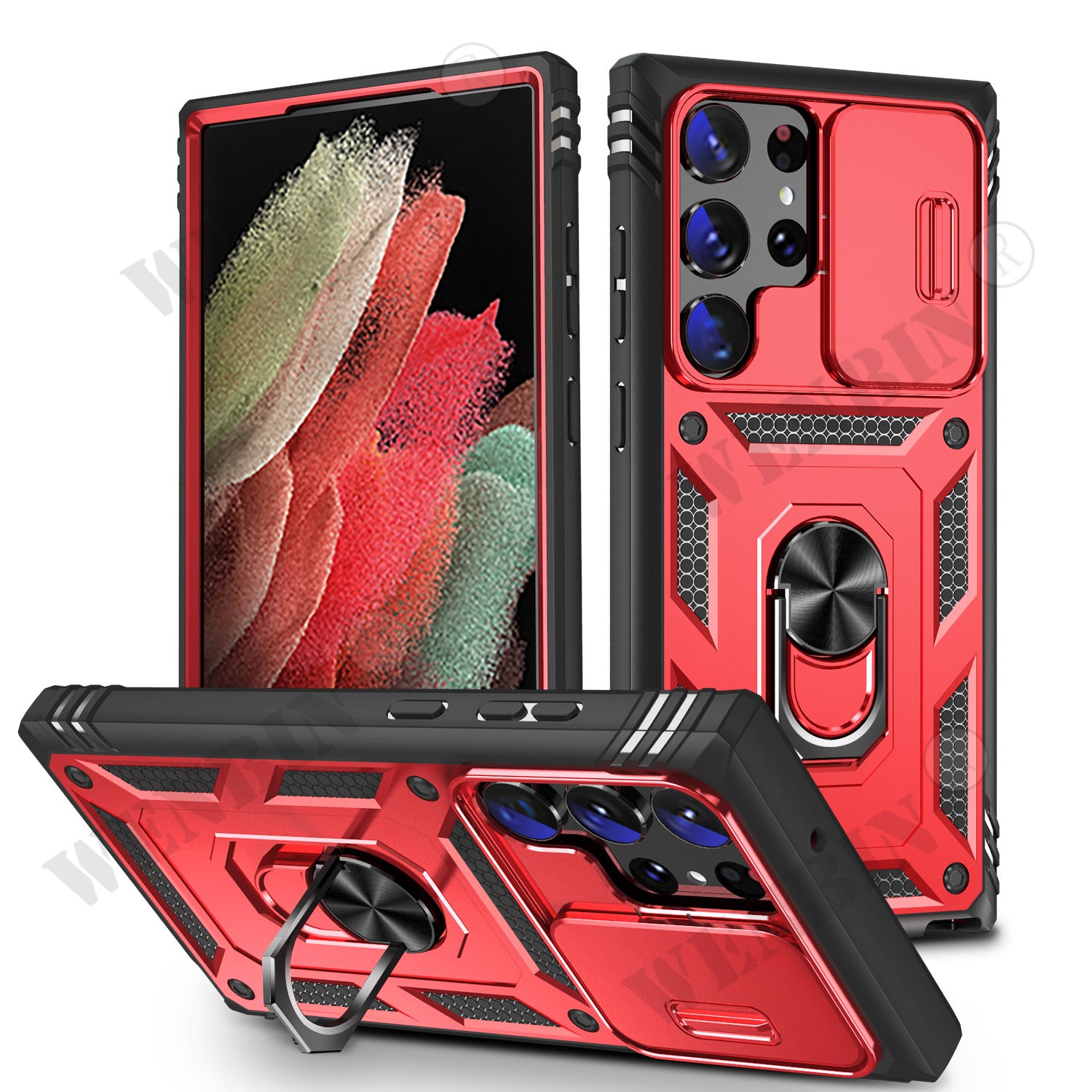 Case For Samsung S26 S25 S24 S23 Ultra Plus S25 FE A56 A36 Heavy Duty with Camera 360 Degree Rotate Kickstand Shockproof Cover