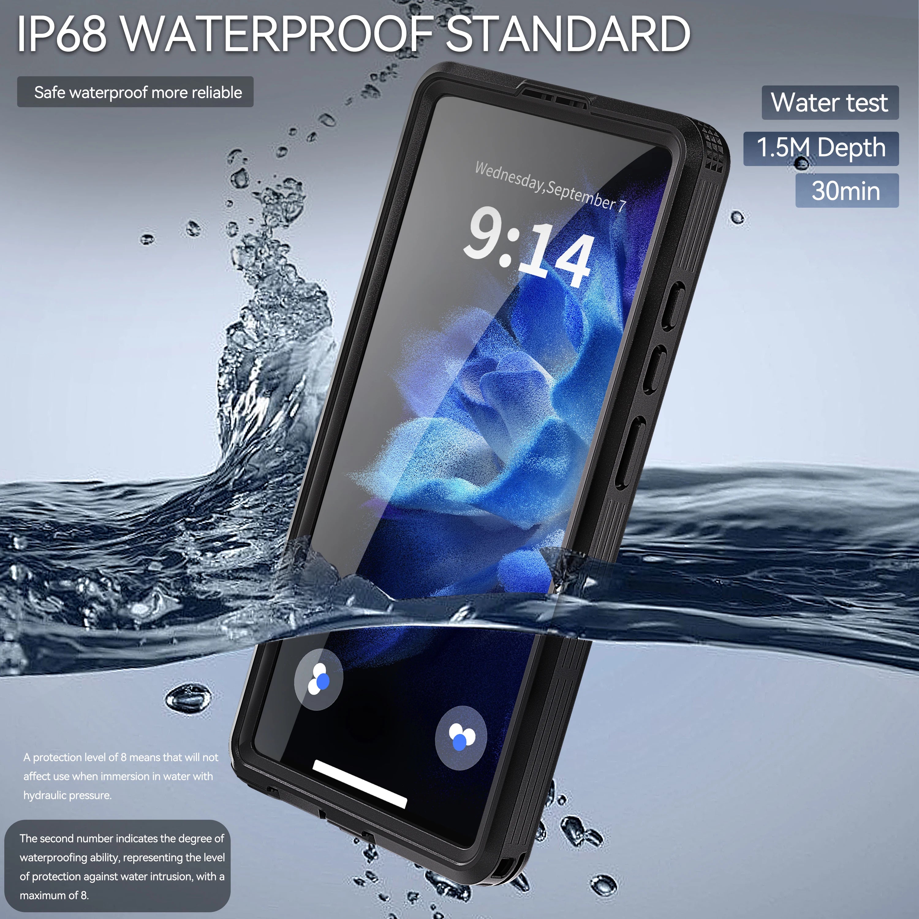 IP68 Waterproof Phone Case with Magnetic Lanyard for Samsung Galaxy S25 Ultra S24 (Note: S23 does not have a magnetic feature)