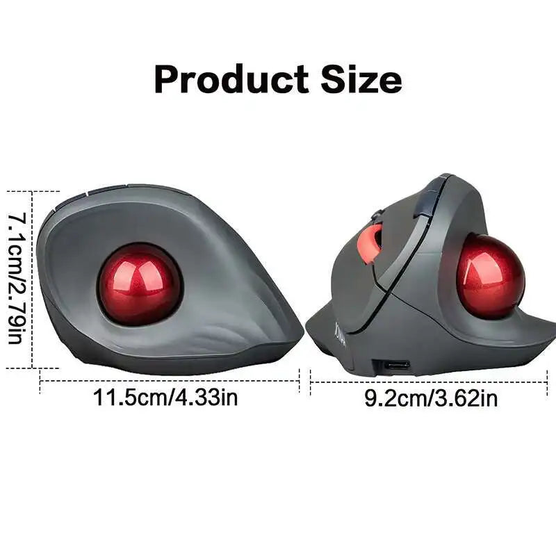 Wireless Trackball Mouse 2.4G,Dual Bluetooth 4.0 Ergonomic Mouse Rechargeable Mouse for Mac Windows Computer Laptop PC