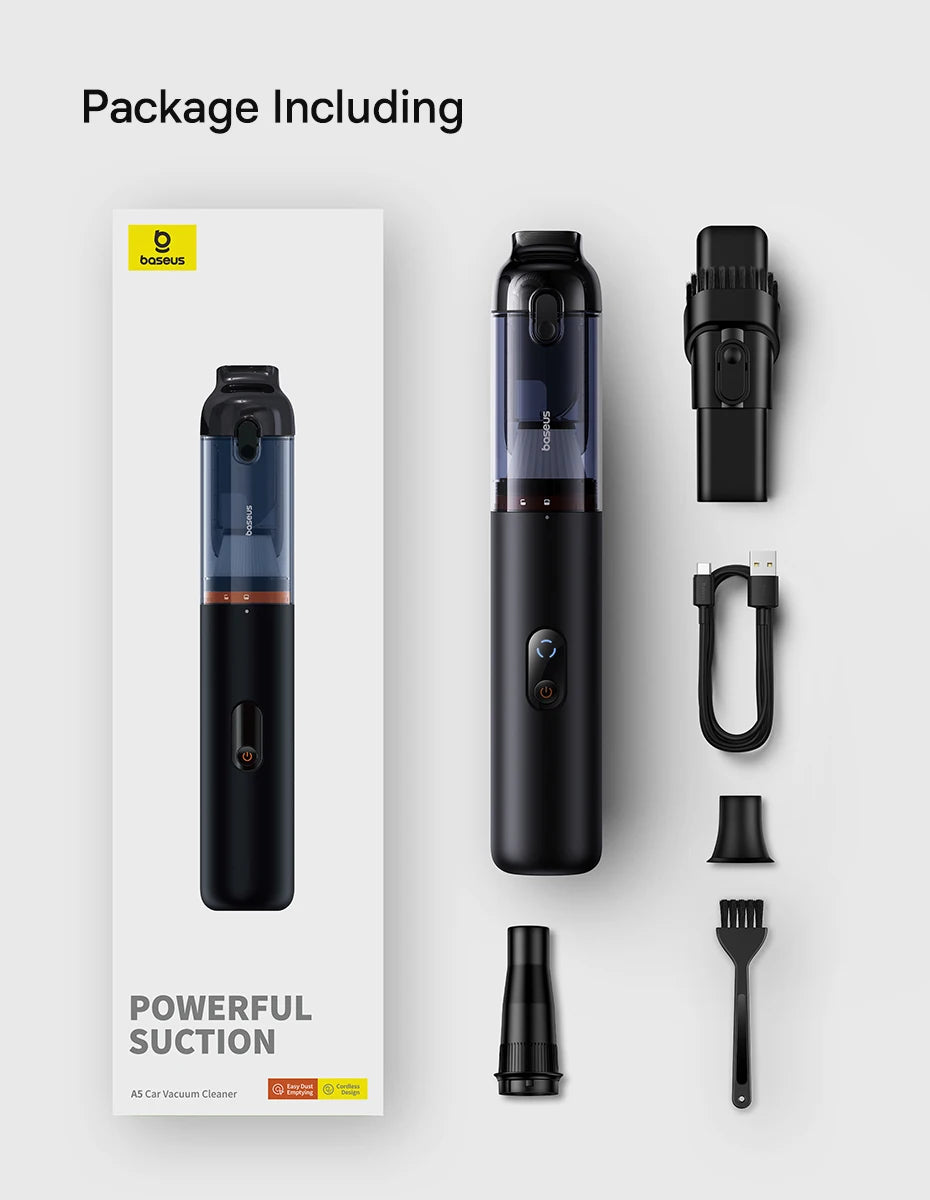 Baseus A5 16000Pa Wireless Car Vacuum Cleaner Powerful Portable Handheld Automotive Vacuum Cleaner for Car Inner Cleaning Home