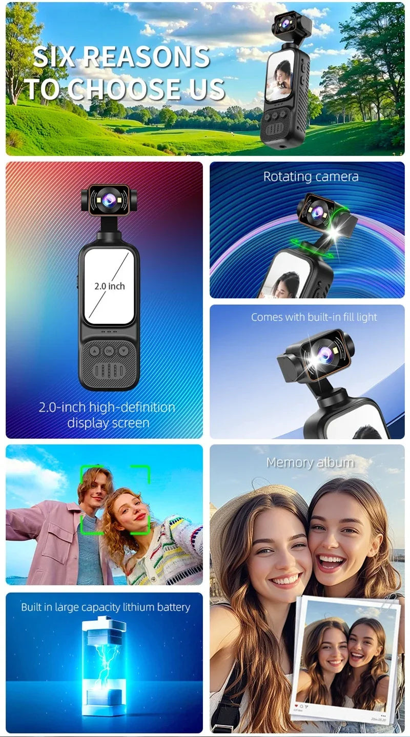 Portable Multifunctional Pocket Camera With High-definition Anti Shake Vlog Outdoor Handheld Sports Camera And Wifi Recorder New