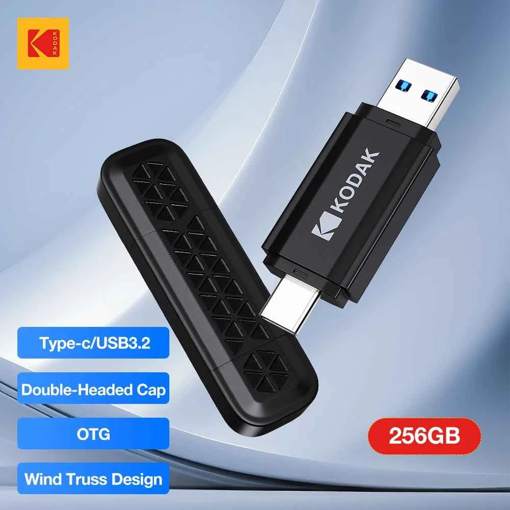 Kodak 2 in 1 USB Flash Drives Type-C Pendrive for Phone 32GB 64GB 128GB USB 3.2 High Speed Dual Memory Stick Pen Drive Pen Disk