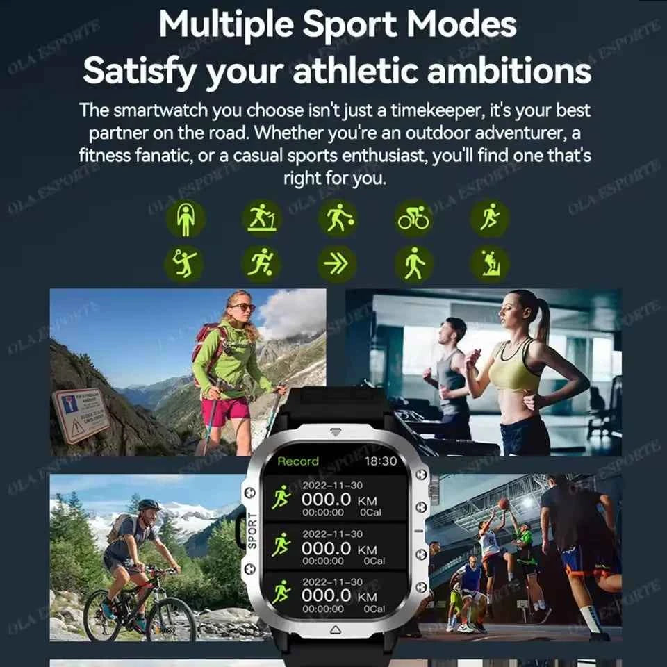 2025 New SmartWatch Men Militray Outdoor GPS Sport Watches Heart Rate Sleep Waterproof Smart Watch IOS Android