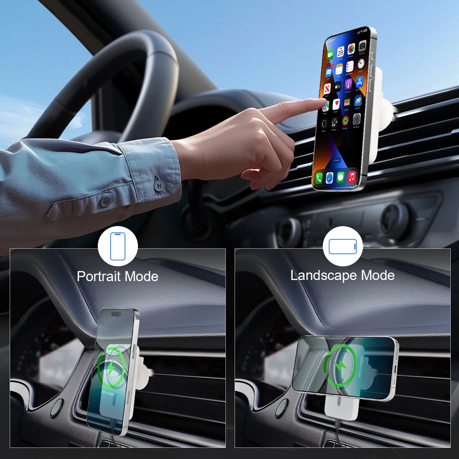 Magnet Wireless Car Charger 15W Phone Holder Car Air Vent Fast Charging Pad For Magsafe iPhone 17 16 15 14 13