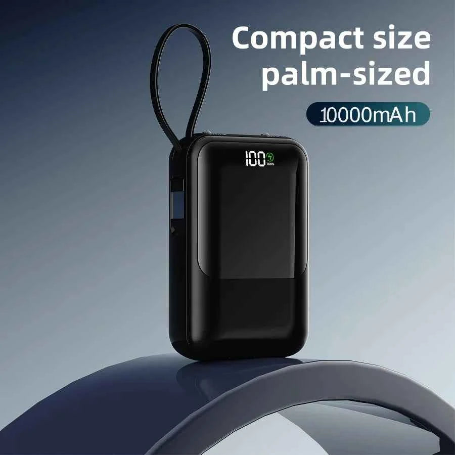 10000mAh Portable Power Bank for Universal Devices Super Fast Charging with Built-in Cable Large Capacity Power Bank for iPhone Samsung Huawei Xiaomi