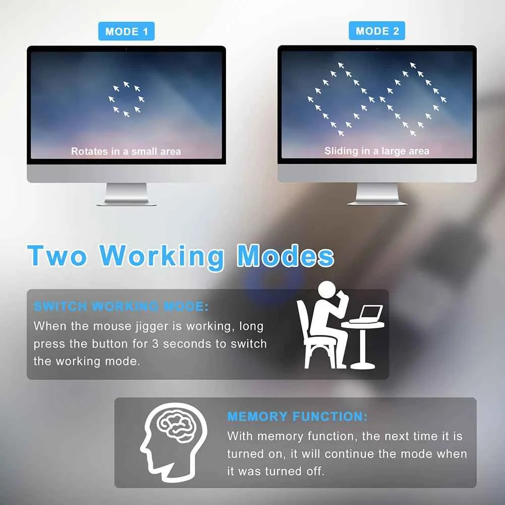 2 in 1 USB Type-C Mouse Jiggler Drive Free Automatic Computer Mouse Mover Jiggler Automatic Mouse Shaker Keeps Computer Awake