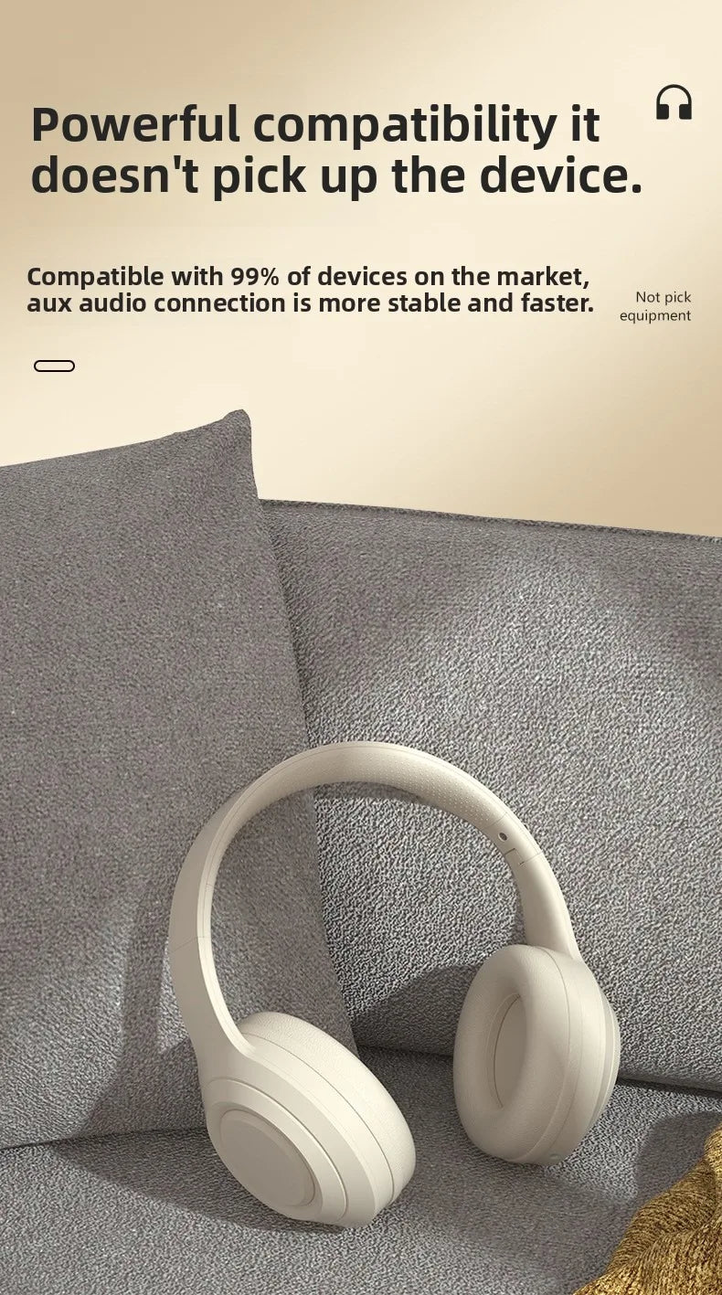 Wireless Bluetooth Headphones Over Ear HIFI Stereo Headsets Noise Reduction Sports Gaming Earphones Music Player with Mic Gifts