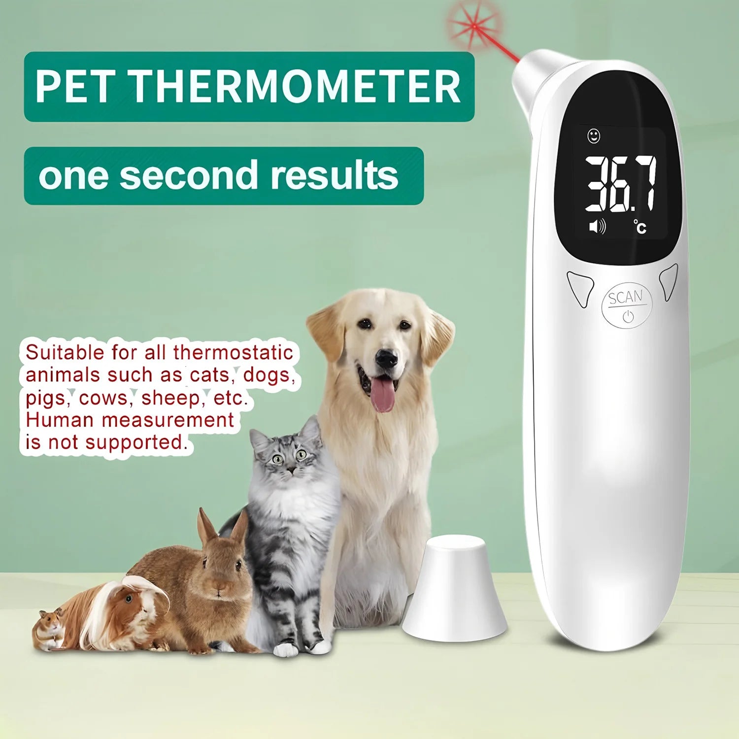 LCD Display Infrared Forehead Thermometer Fast Measure ℃/℉ IR Body Thermometer for PET Fever Detection