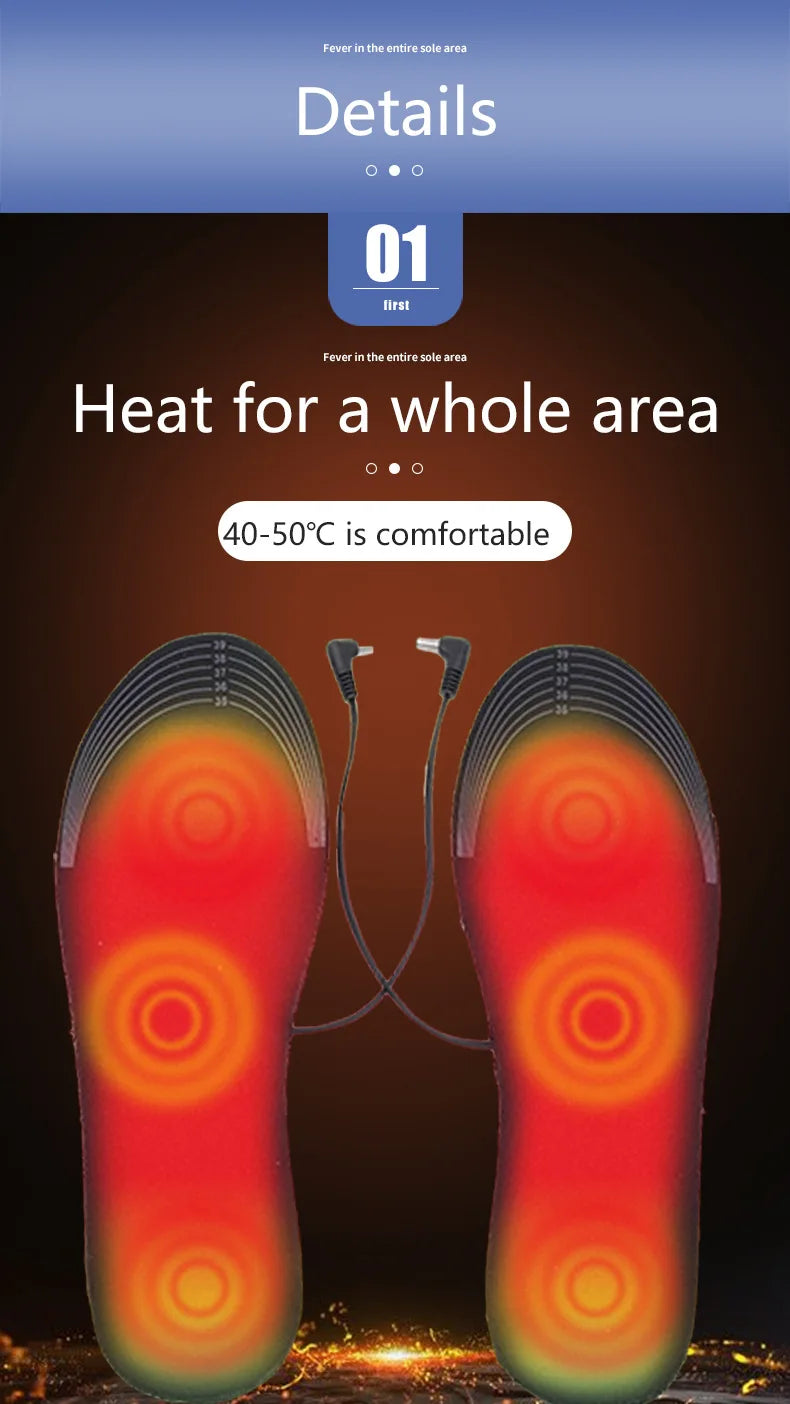 USB Electric Heated Insoles EVA Mat Feet Warmer Can Be Cut And Washable Thermal For Shoes Warming Foot Pad