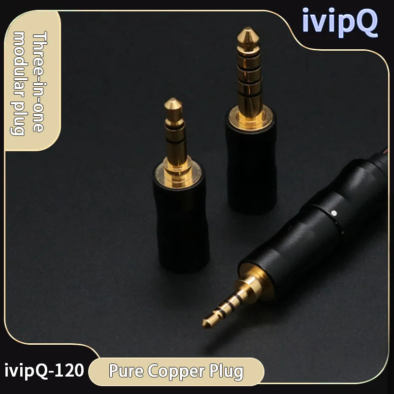 ivipQ 26AWG 7N OCC Palladium Plated L-type Modular Plugs 3-in-1 Earphone Upgrade Cable With MMCX/2PIN/0.78mm/QDC/N5005 For AKG