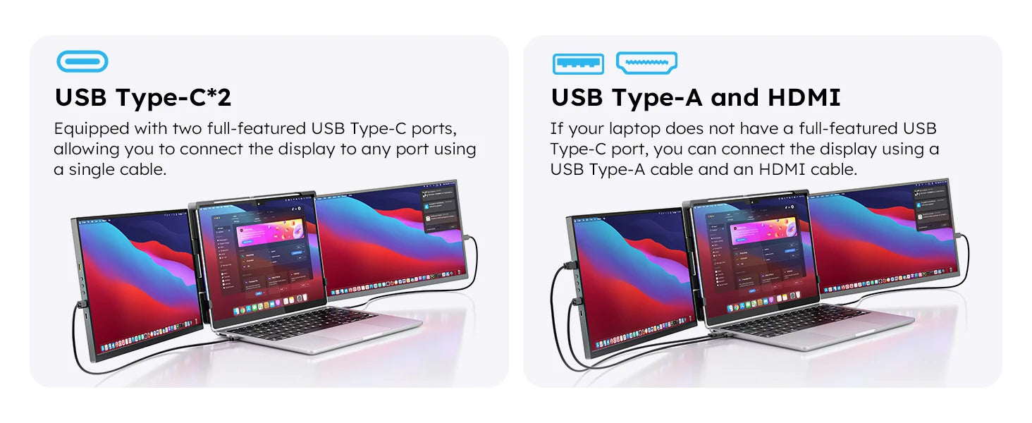 15.6inch Triple Screen Extender For Laptops 1080P FHD IPS Portable Dual External Monitors For Macbook Windows Extension 13-17