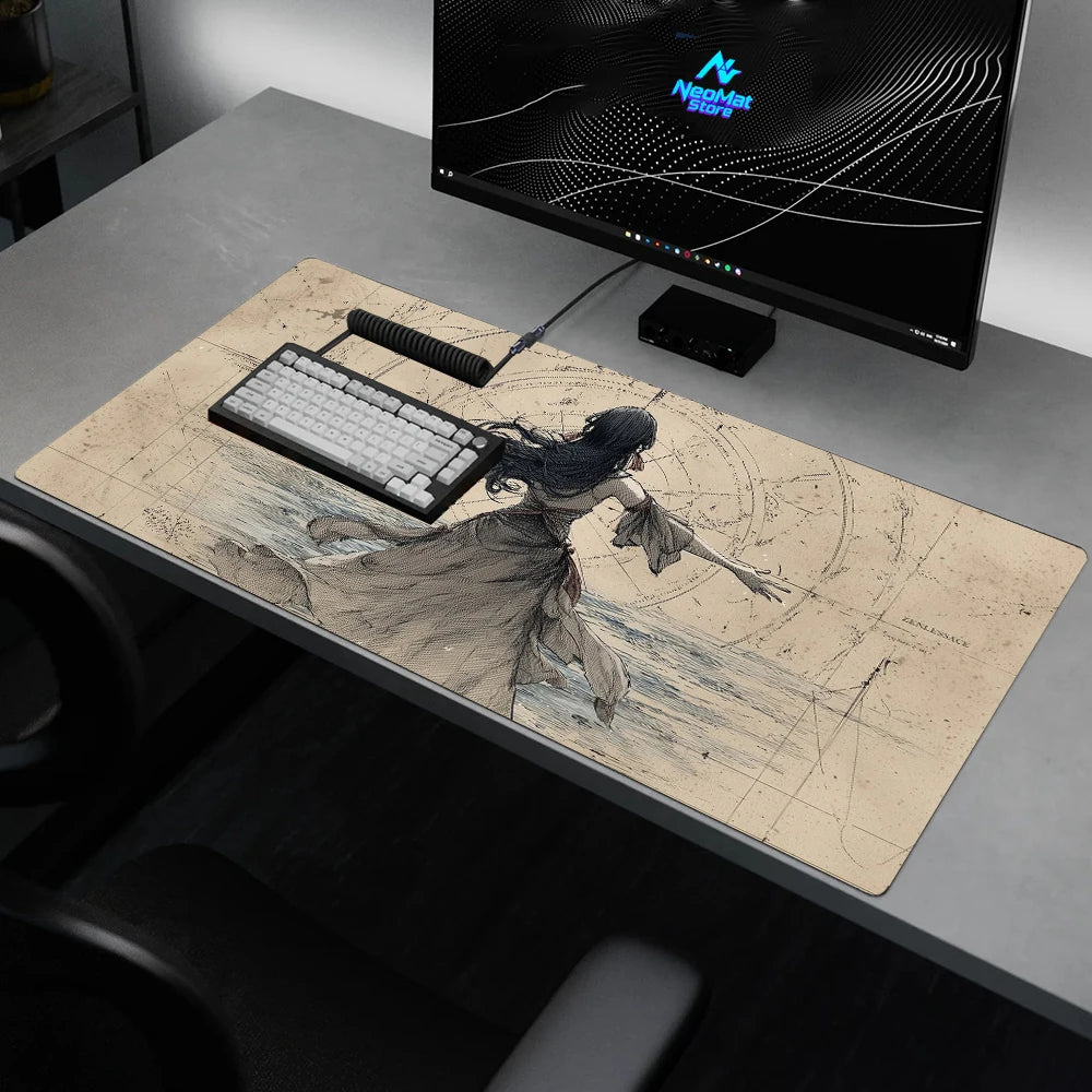Schematic Mouse Pad Ink Sketch XL Laptop Large Gaming Desk Mat 900x400 Vintage Line Art Mousepad Desktop Accessories Mousepads