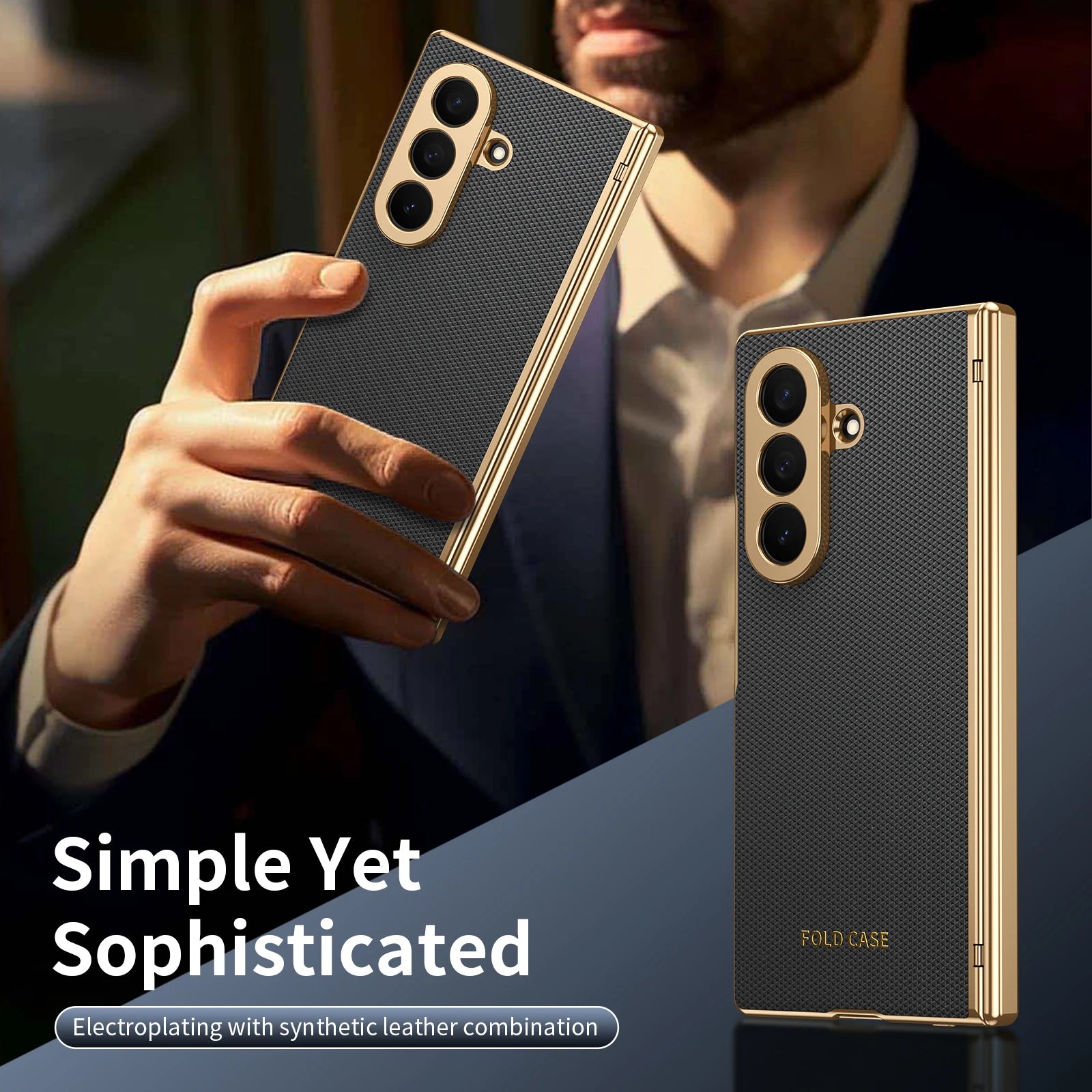 Case for Galaxy Z Fold 7/6/5/4 Phone Case With Screen Glass Film, Hinge Protector, Simple Solid Color Atmosphere Good Hand Feel