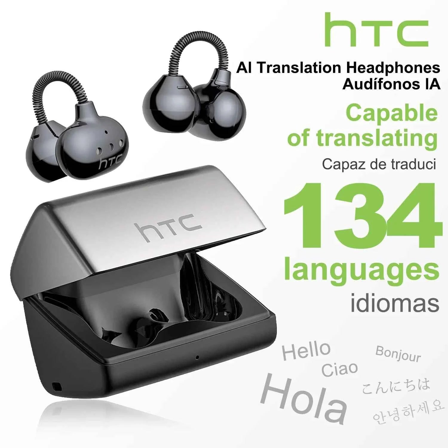 [AI Translator Earbuds] HTC NE67 Bluetooth V6.0 Earphones Portable Wireless headphones Comfort Earclip with a hanging chain