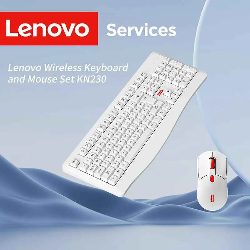 Lenovo Wireless Keyboard and Mouse Combo Full-Size 104 Key Quiet Office Set with Silent Click Compact USB Receiver for Pc Laptop