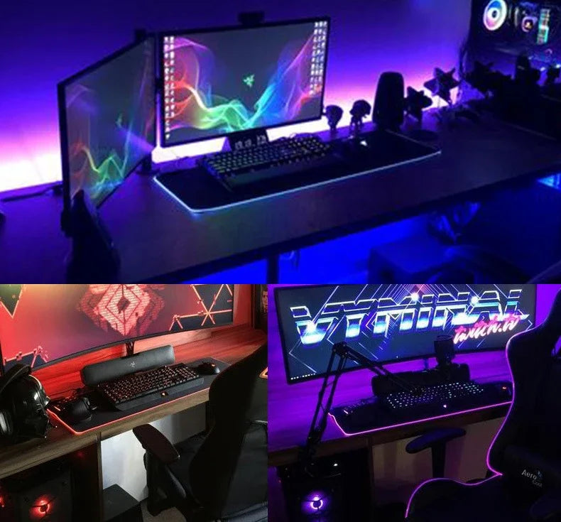 RGB Led Backlight Mouse Pad Cool Cyberpunk Gaming Accessories Carpets Large Mause Pad Gamer XL Neon Desk Mat Rug Mouse Mat