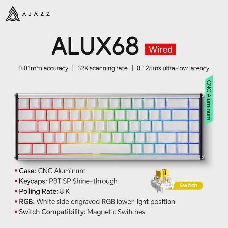 AJAZZ AK680 MAX Magnetic Switch Mechanical Keyboard 60% Rapid Trigger 0.01mm 8K/1K Return 68 keys Gaming Keybaord
