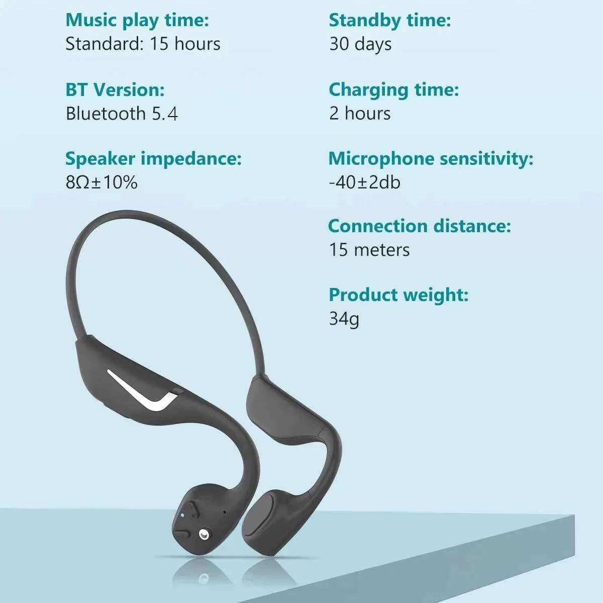 PARAMITA Bone Conduction Wireless Bluetooth Headset BT5.4 Dual Battery Super Long Battery Life Waterproof Sports Running Cycling