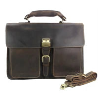 High Quality Genuine Leather Men Briefcase Business bag Crazy Horse Leather Large 17