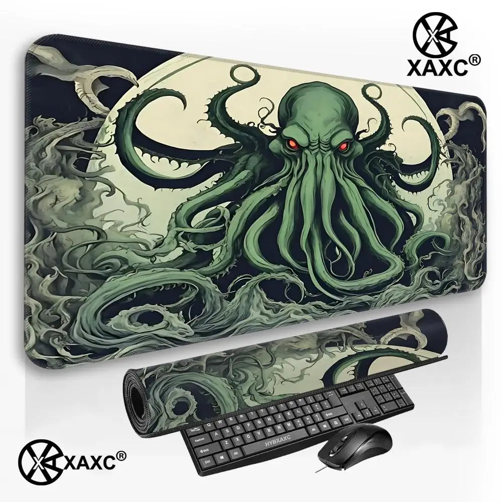 Cthulhu Green Octopus Mouse Pad Large Rubber Anti-slip PC Desk Accessories for Office and Gamer Keyboard Mats Decor Mat HYBXXC