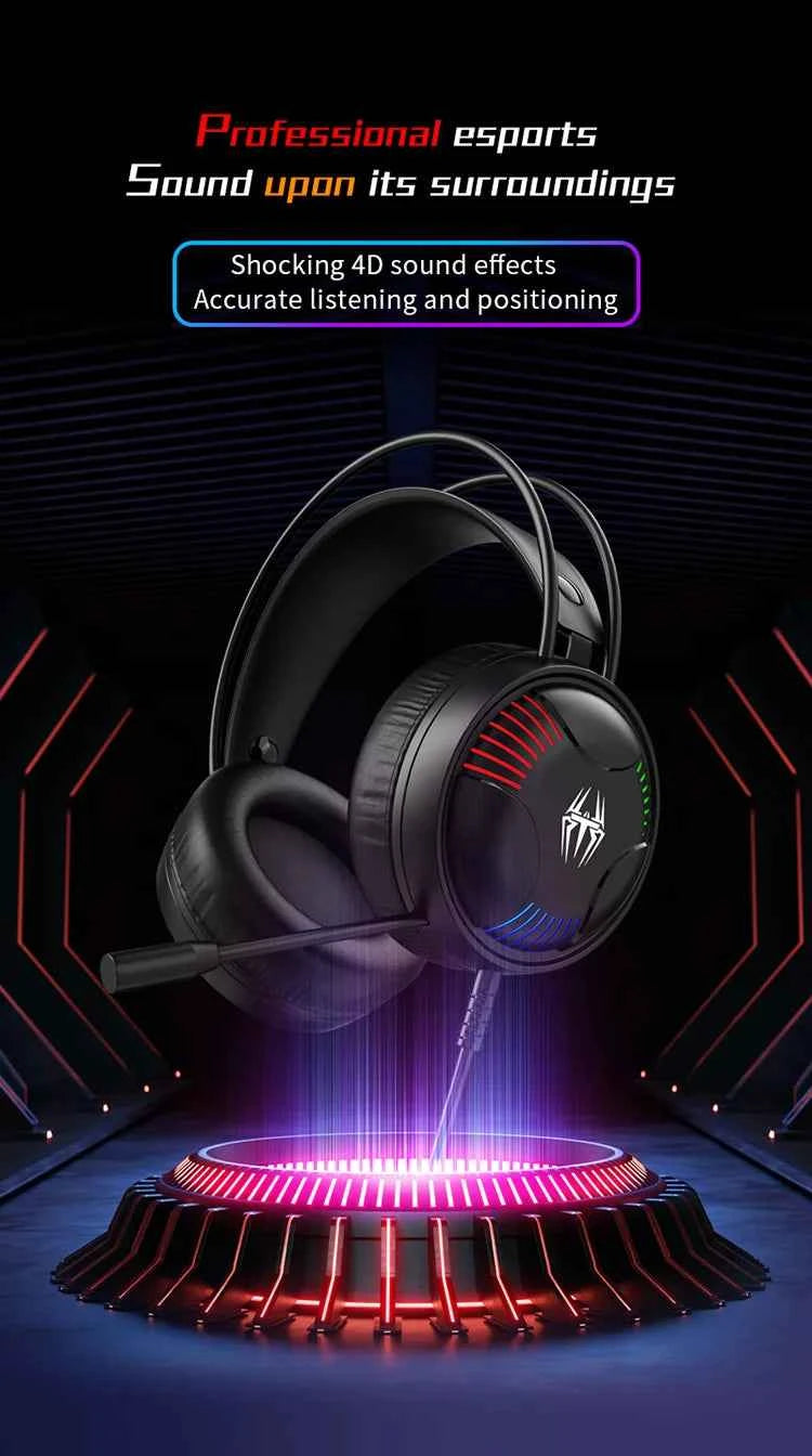 LDON L523 Professional Wired Gaming Headset with Microphone LED and USB plug Suitable for Multiple Devices Laptop Desktop