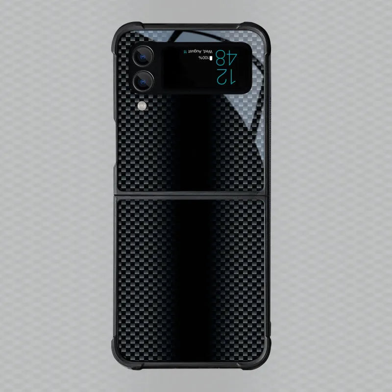 Carbon Fiber Pattern Case For Samsung Galaxy Z Flip4 Z Flip 7 6 5 3 5G 3 4 Drop Tested Protection Colorful Phone Cover Glossy