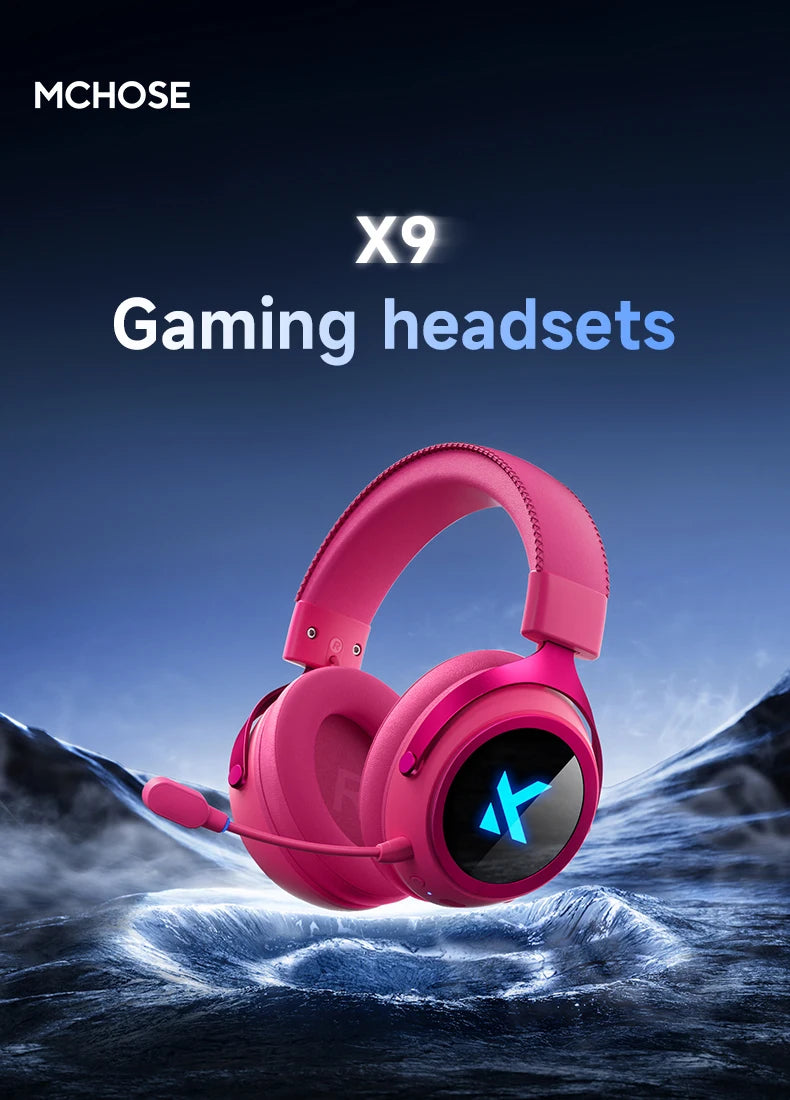 MCHOSE X9 Wireless Headworn Game 7.1 Headset Bluetooth 2.4G Three Mode E-sports Noise Reduction Headset Headset FPS for Gifts