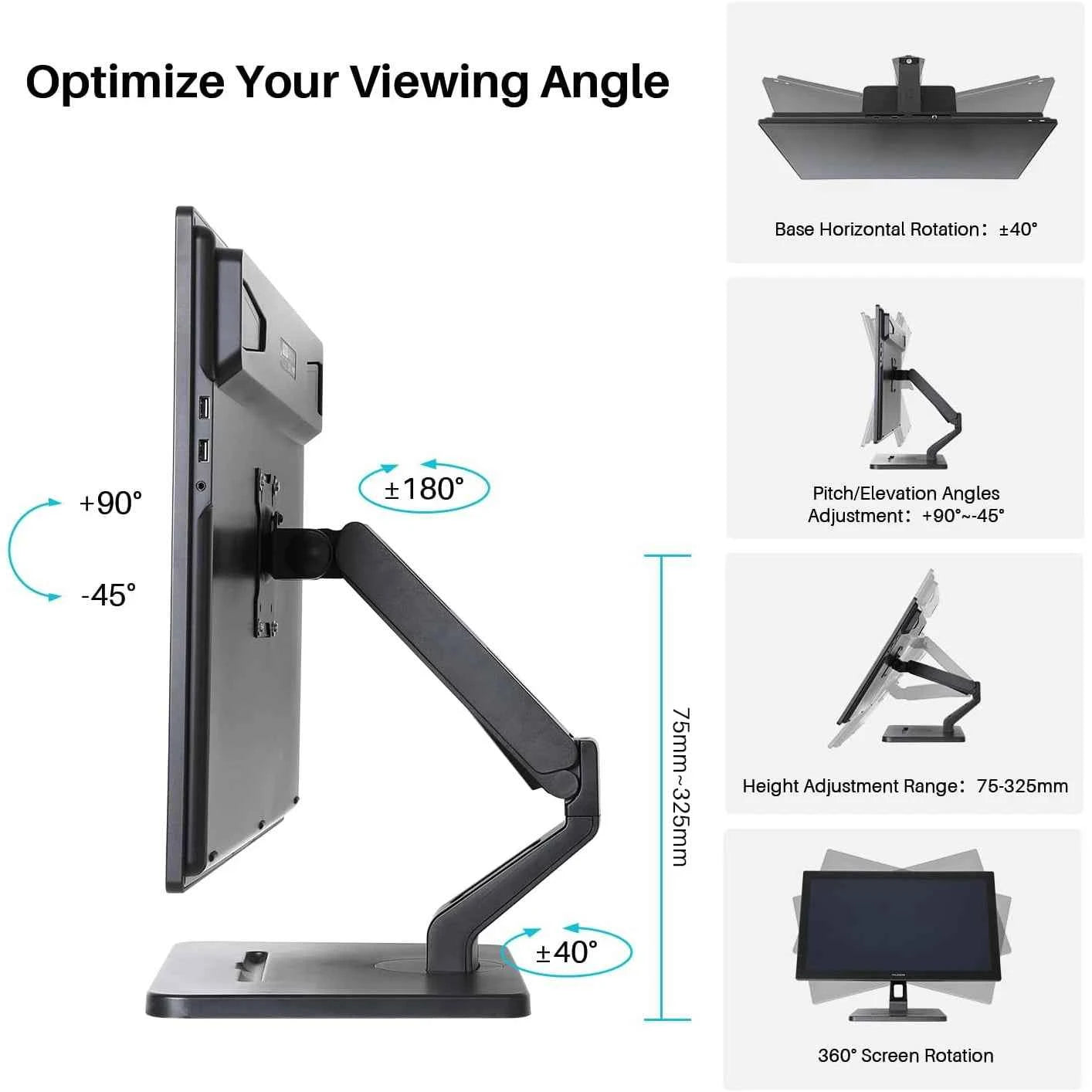 Huion Desktop Arm ST500 Display Holder for 2-10Kg Monitor Compatible with Kamvas 22/22 Plus/24/24 Plus/Pro 19/Pro 24 (4K)/Pro 27