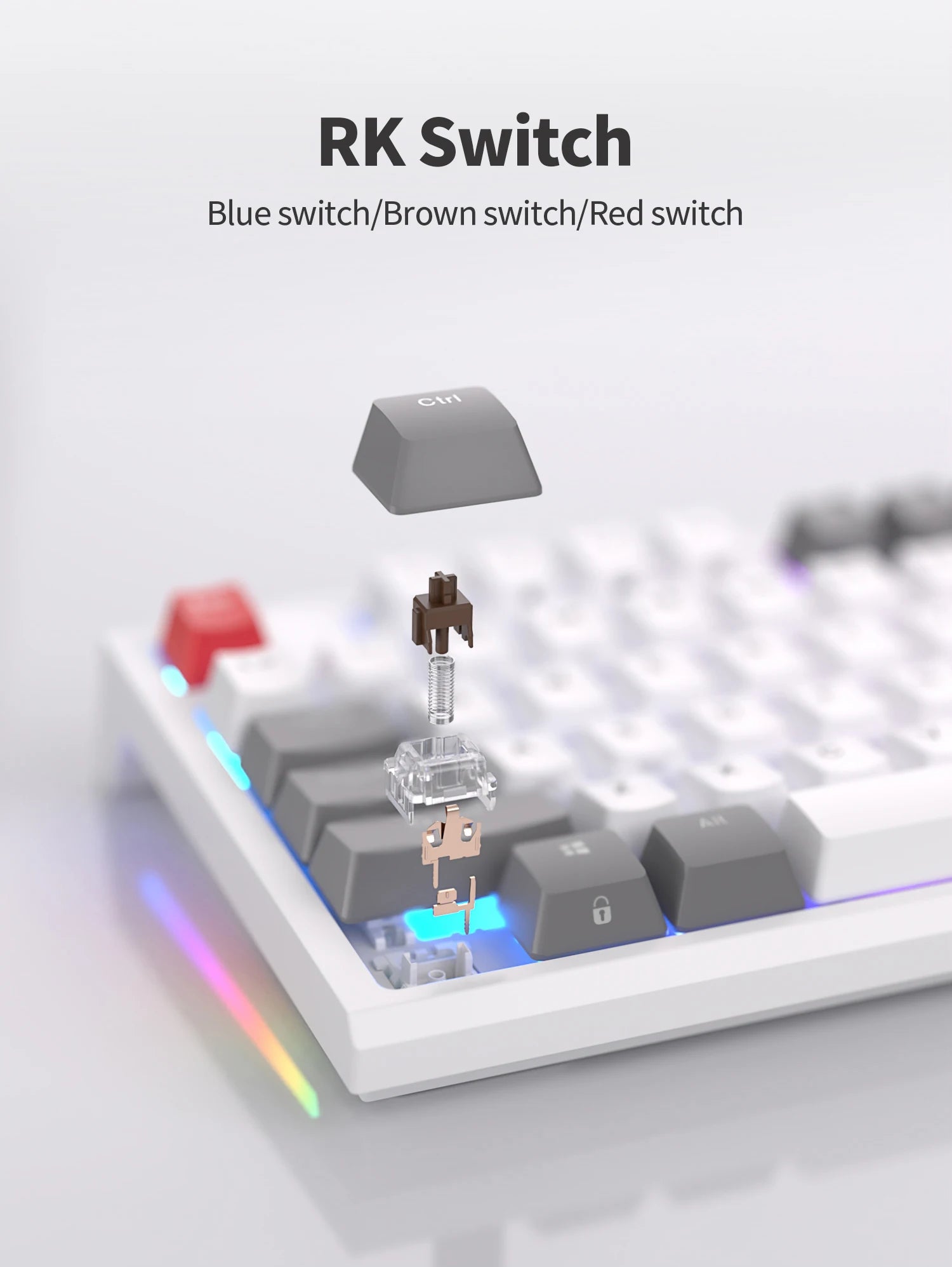 RK ROYAL KLUDGE R87 Russian Mechanical Keyboard 87 Keys RGB Backlit Hot-swappable Wired Gaming Keyboard Customised Keycaps