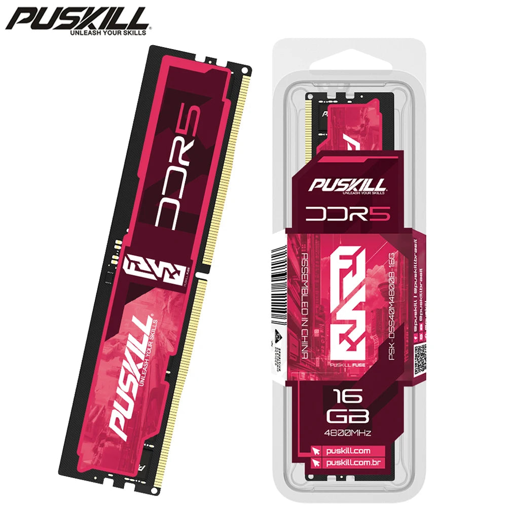 PUSKILL FUSE DDR5 Desktop Memory RAM 32GB 16GB 8GB 1.1V 4800MHz 5600MHz PC5 288-PIN UDIMM Memoria - WinSupport Tech