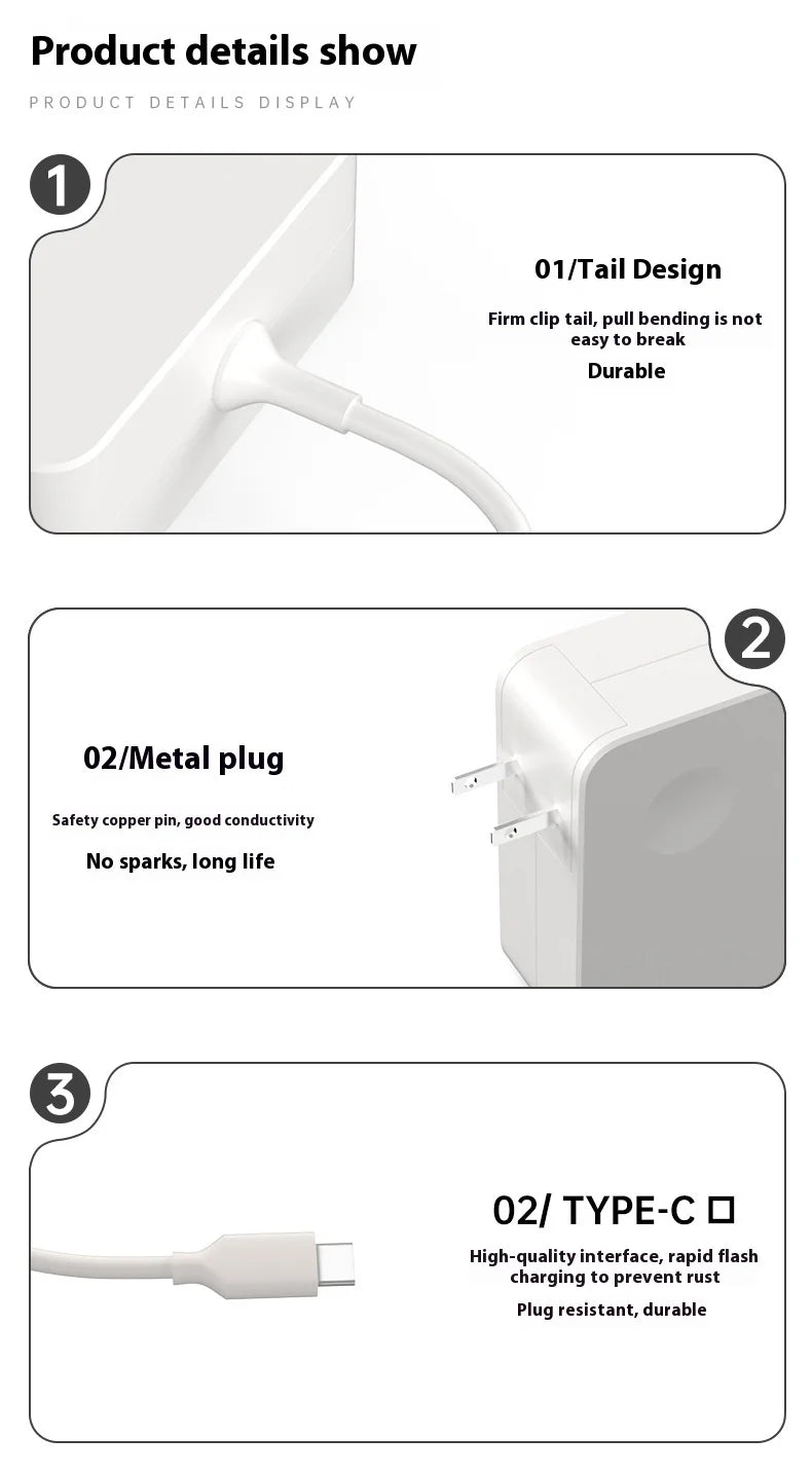 Reletech 65W USB C Laptop Power Adapter Type C Power PD Wall Fast Charger For MacBook Asus Dell Lenovo Huawei HP Notebook