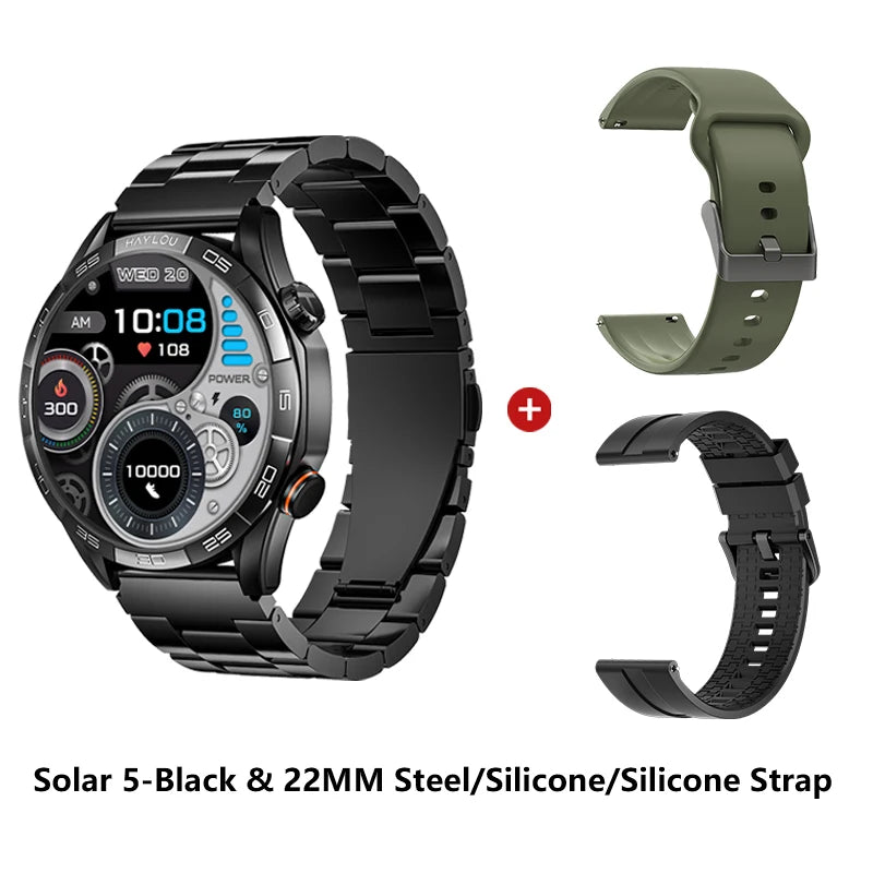 HAYLOU Solar 5 Smartwatch 1.58'' AMOLED Display 60Hz Refresh Rate 24H Health Monitoring Voice Calling 100+ Sports Modes Black/Silver