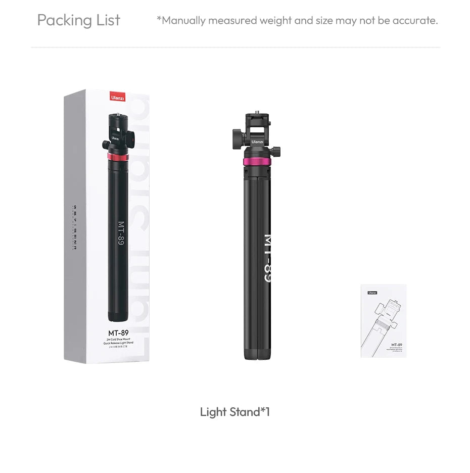 Ulanzi MT-89 2M Extendable Tripod Light Stand w 1/4'' Quick Release Plate Cold Shoe Mount for DSLR Camera Phone Video Light Mic