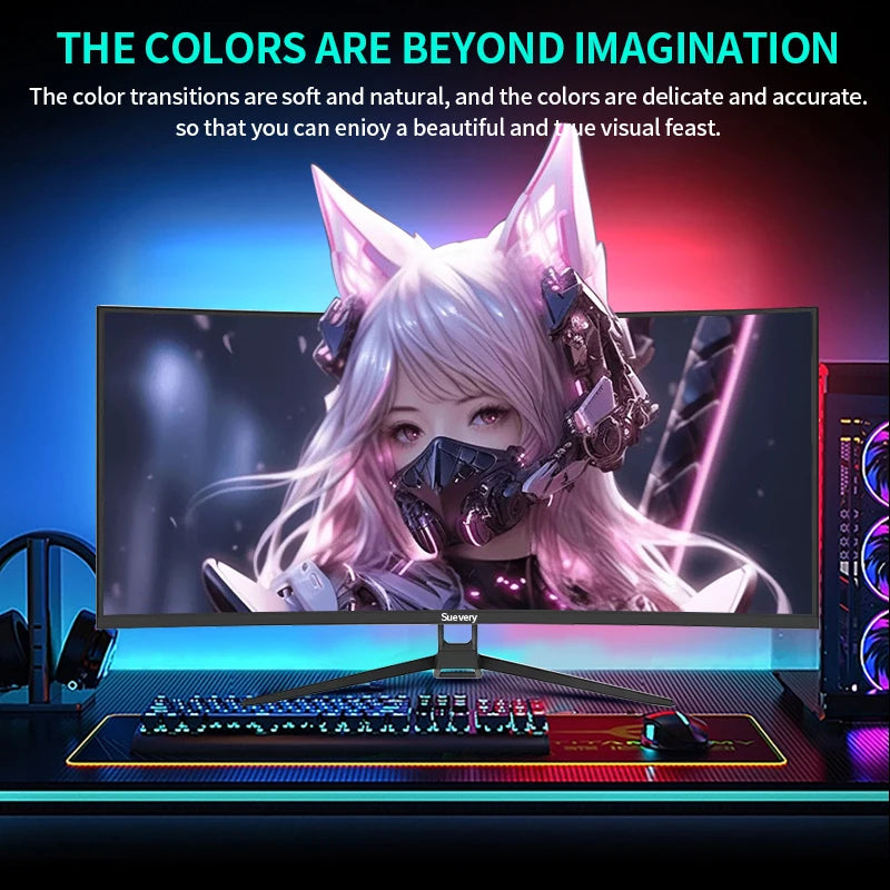Suevery 34-Inch 4K(3440*1440) 144Hz Curved Gaming Monitor  Curved 1500R with FreeSync,HDR10, 1ms,Eye Care