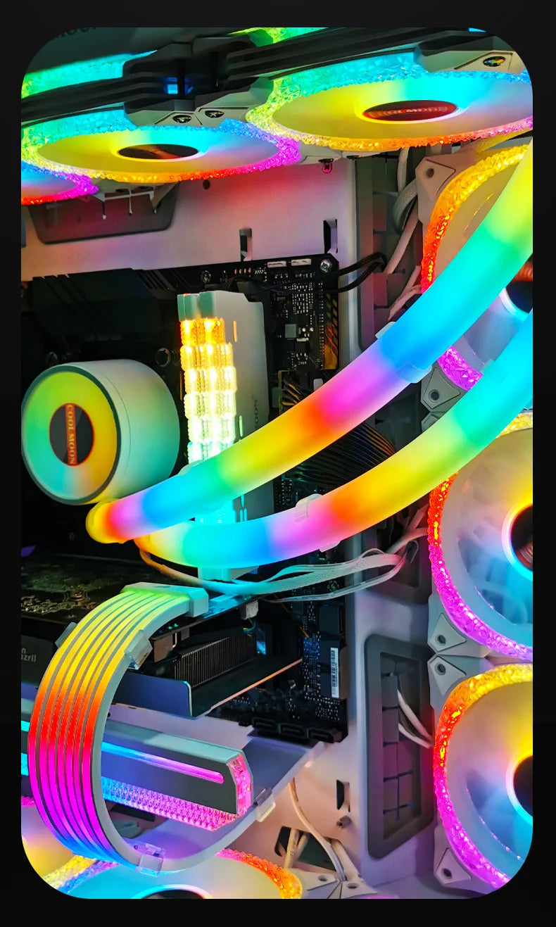 Flexible 5V Addressable ARGB Neon Tube Light with Cover Sleeve for Gaming PC AIO 120 240 360 CPU Water Liquid Cooler Retrofit