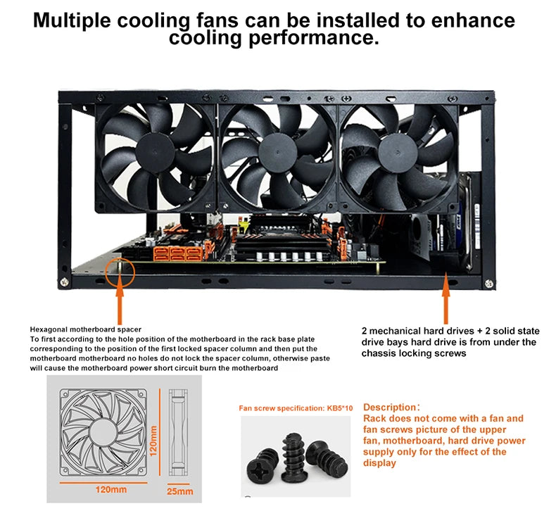 DIY Computer Motherboard Case Rack Aluminum Frame Chassis Cooling Rack Stand Open Chassis Support Bracket Good Heat Dissipation