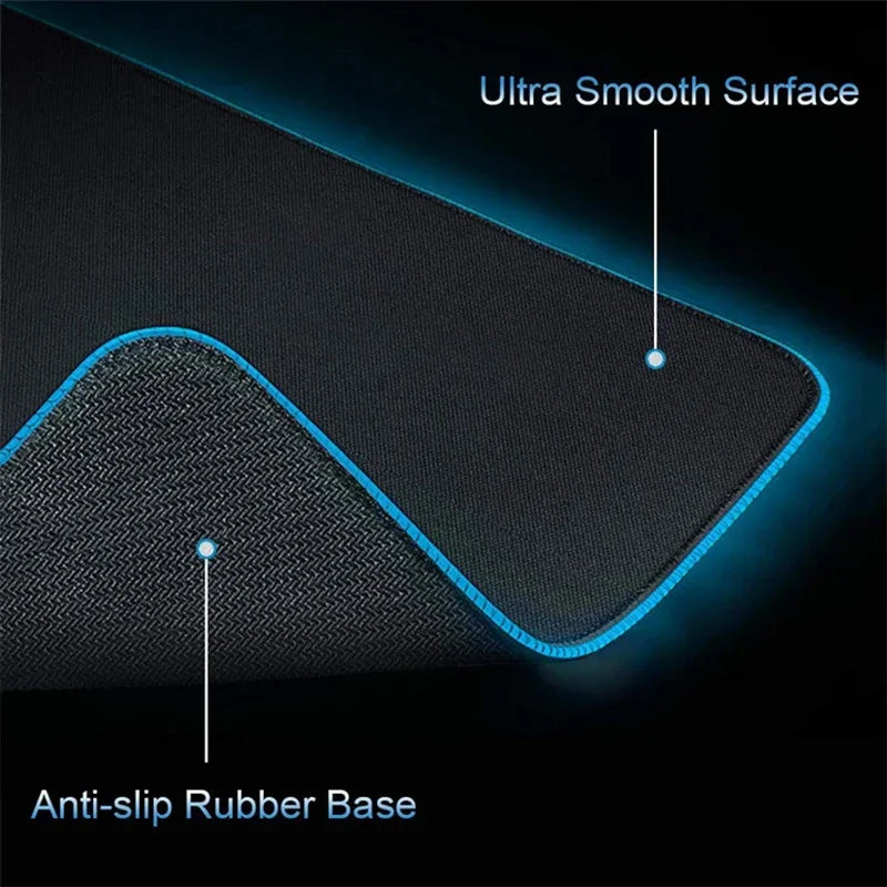 RGB Mousepad Large Size LED Glowing Keyboard Table Pad XXL CsGo Print stream Gaming Mouse Pad Non-slip Rubber Mat With Backlight