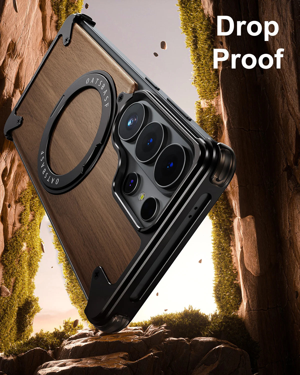 Eary for Samsung Galaxy S26 Ultra Wooden Case With 360°Rotating Magnetic Stand Frameless Unique Wood Phone Cover Drop Protection