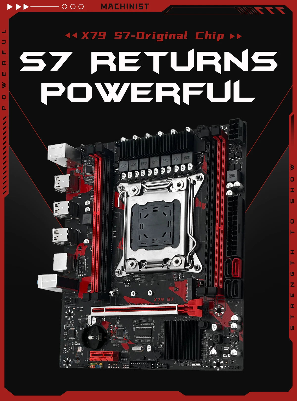 MACHINIST X79 S7 Motherboard Support Intel Xeon E5 v1&v2 LGA 2011 CPU Processor DDR3 REG ECC RAM Dual Channel Mainboard