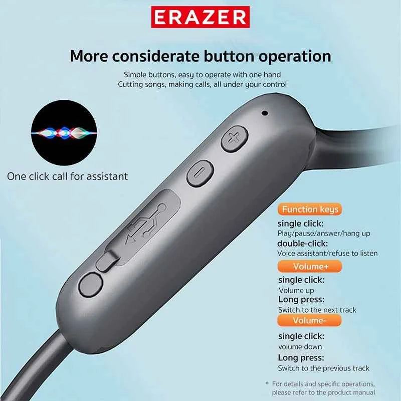 ERAZER XF22 Earphone Bluetooth 5.4 Sports Wireless Headphones Bone Conduction Headsets with Mic Neckband headphones