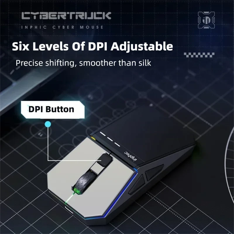 INPHIC YuanChuang-Cyber Three Mode Game Mouse 12800DPI RGB Light Effect Bluetooth Wireless Mouse