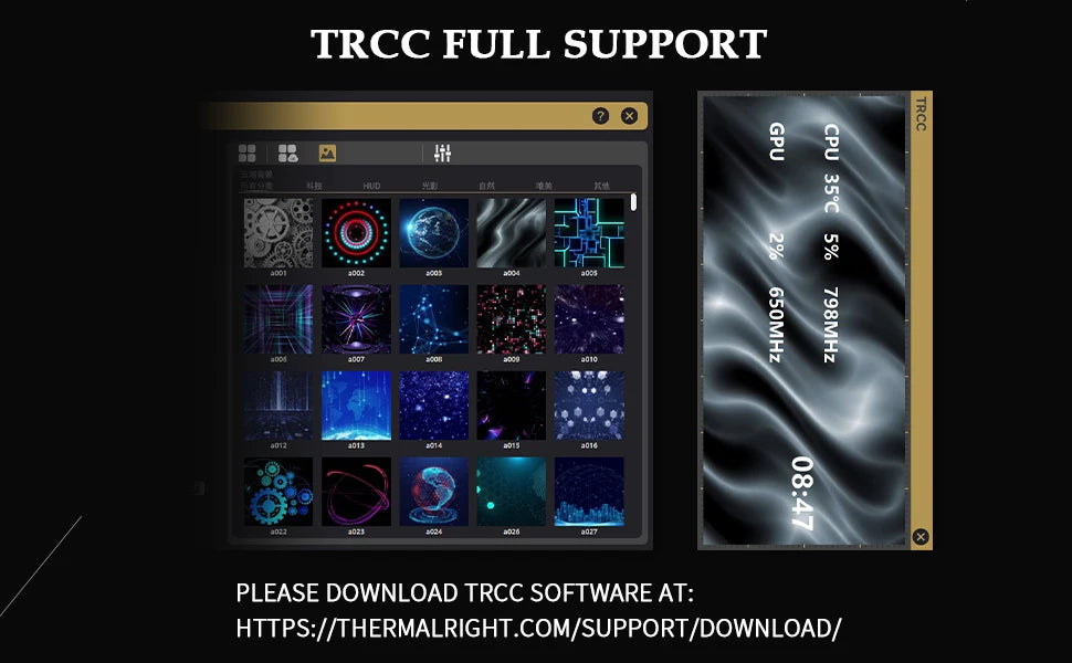 Thermalright TROFEO VISION 360 ARGB BLACK AIO CPU LIQUID COOLER 6.86-inch Full-color LCD Display High-performance Linked-ring