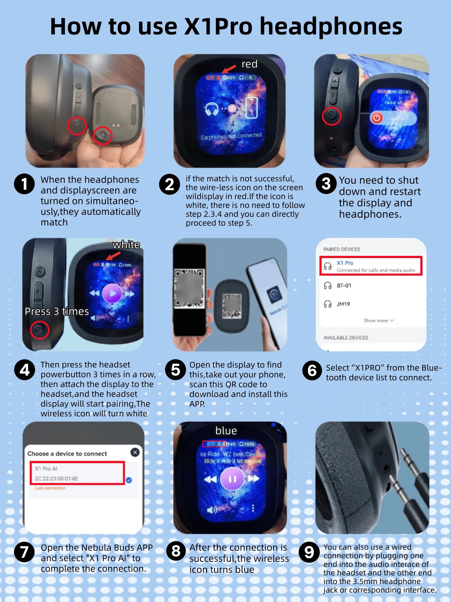 AI Translation Wireless Headphones, Magnetic LCD Touch Screen, Foldable Retractable Design, Real-time 115 Languages Translation, BT6.0, Multi-functions for Photo, Flashlight, Alarm & Voice Recording, AUX Wired Supported