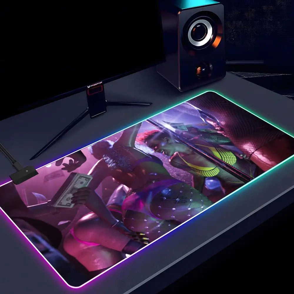 Game G-gta 6 Mouse Pad RGB Luminous 900X400mm Large Table Mat Non-slip Extra Large Game Office Mouse Pad