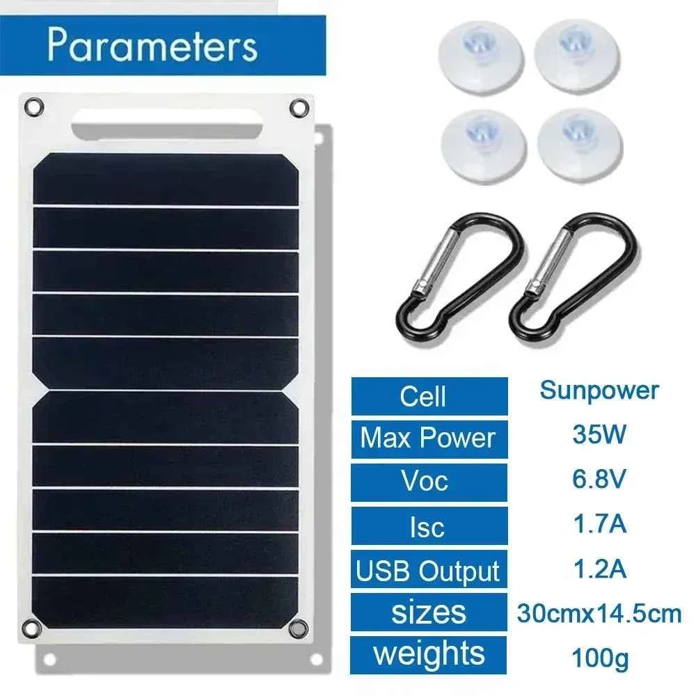 SOECOPO 30W Lightweight Flexible Solar Panel Kit, Free Mini Solar Regulator, Complete Hooks & Suction Cups Accessories, Portable For Phone Outdoor Camping Charging, US Warehouse 2-8 Days Fast Domestic Delivery