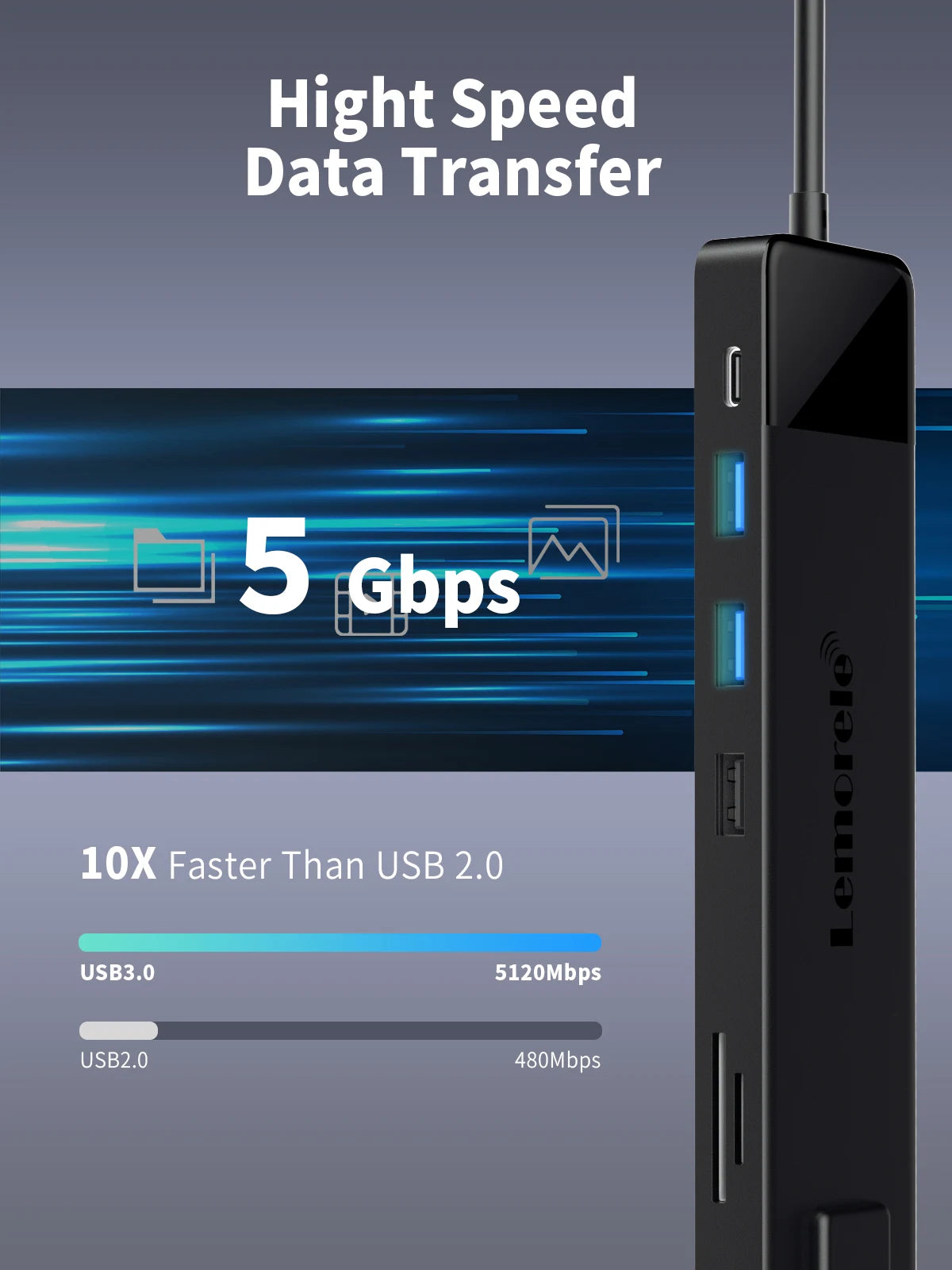 Lemorele USB-C Hub 13-in-1 Gigabit Docking Station VGA USB Type C Hub 4K30Hz HDMI-compatible USB 3.0 Adapter RJ45 PD100W