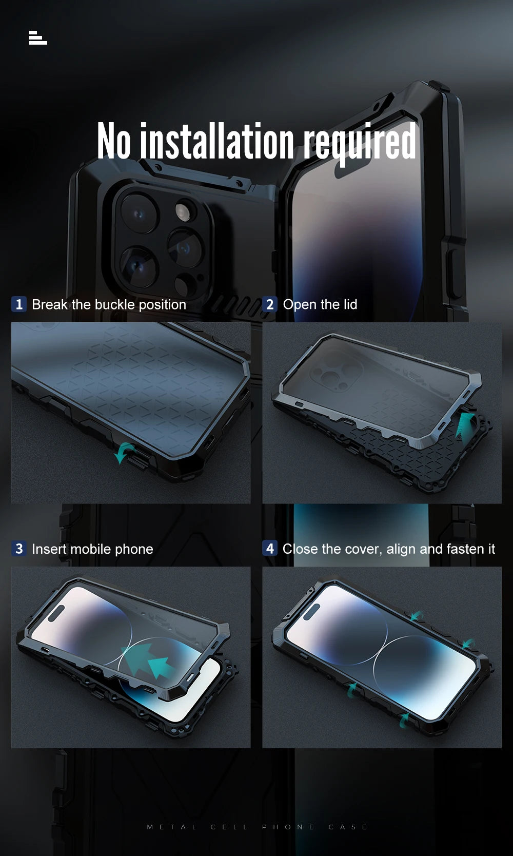 for iPhone 14 Pro Max Case Heavy Duty Protection Armor Metal Aluminum Phone Case for iPhone 14 Pro Max 14 Plus Shockproof Cover