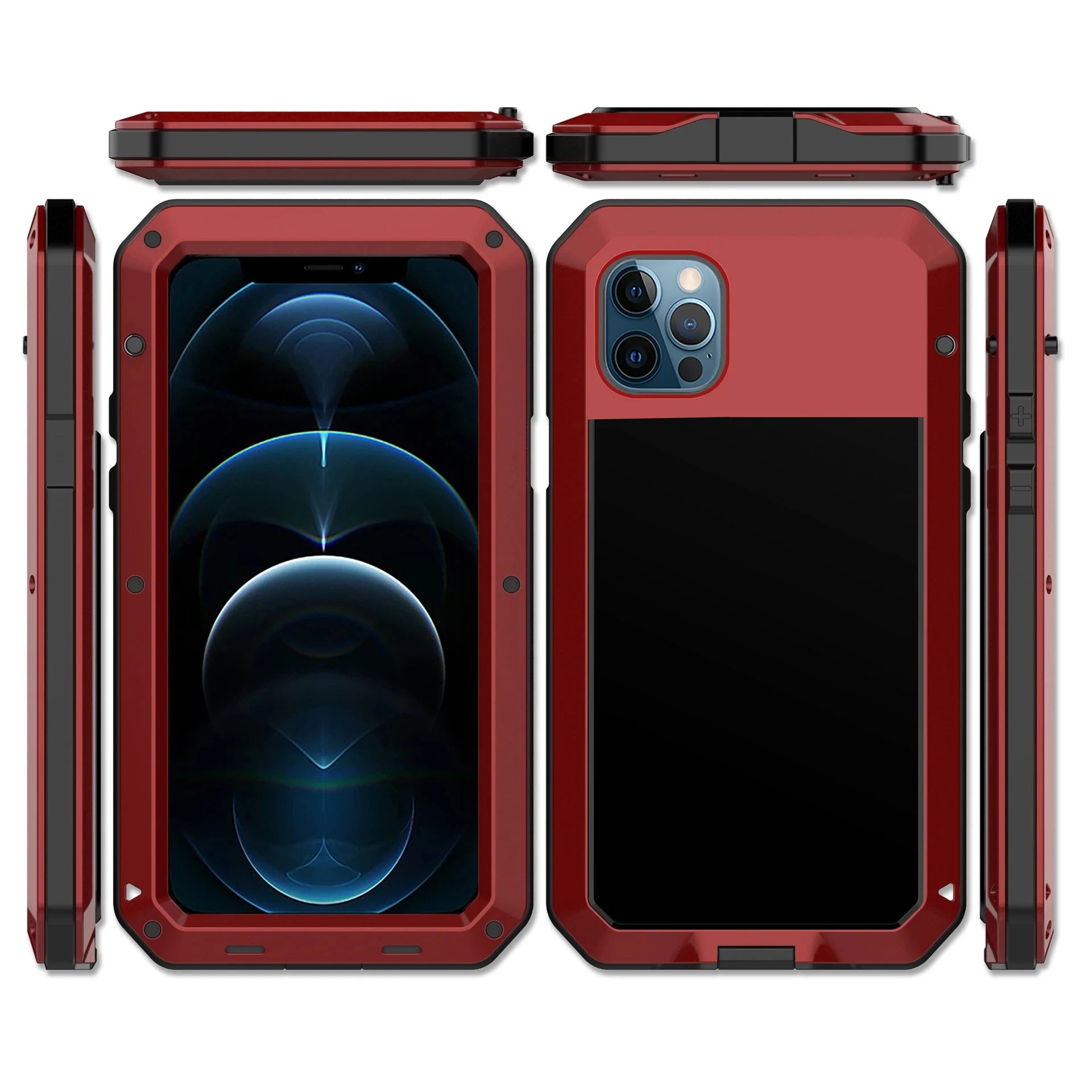 Heavy-duty protective armour for iPhone 17 to 11 Pro Max Plus XS Max XR Metal Aluminum Phone Case, Shockproof Case